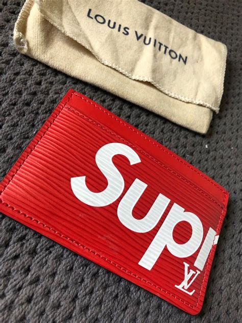 supreme lv black card holder|LOUIS VUITTON X SUPREME Epi Card Holder Black.